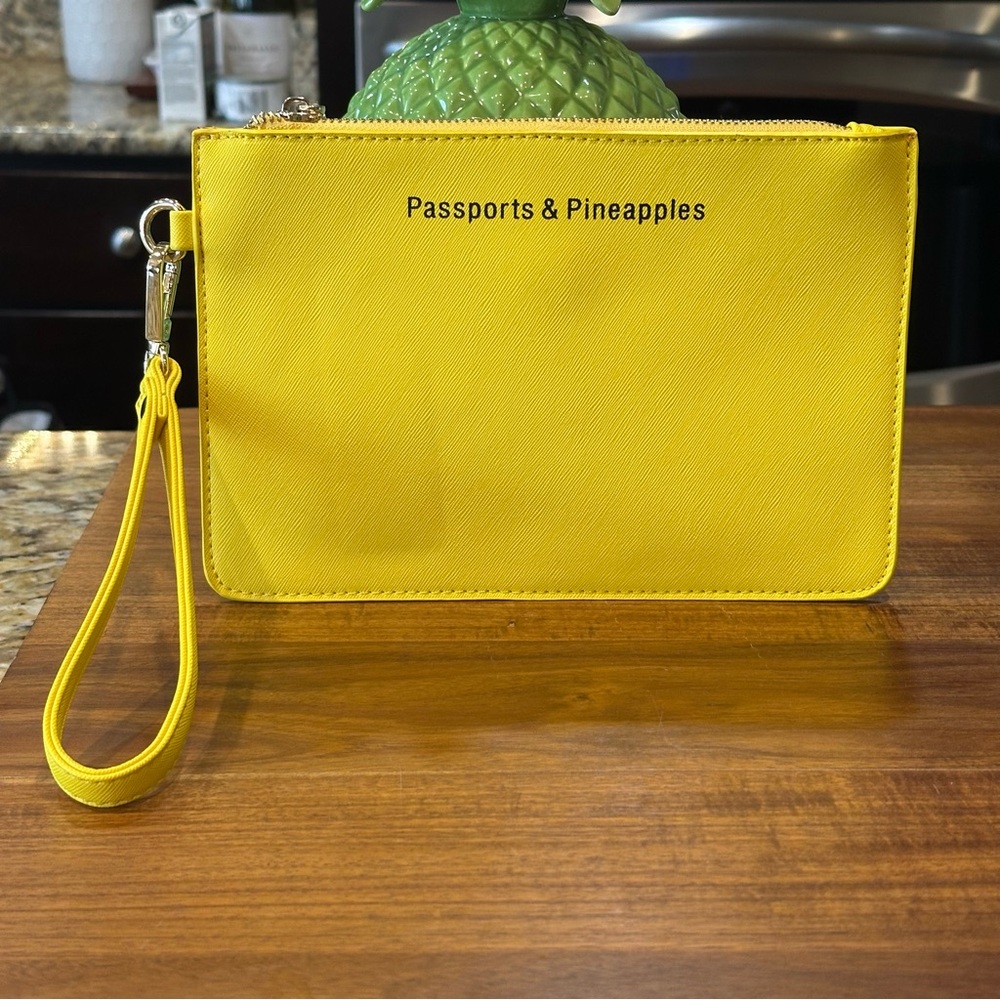 Pineapples & Passports Pink Interior Wristlet or Clutch